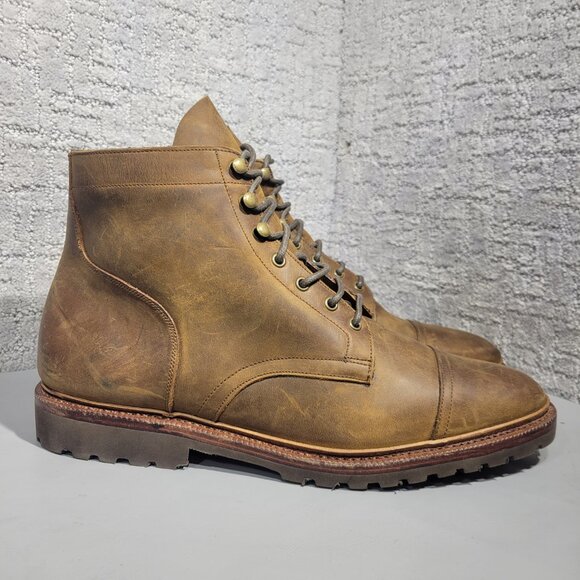 Meermin Tobacco Waxy Calf Men's Size 11 UK 12 US Brown Leather Cap Toe Boots - Picture 3 of 9